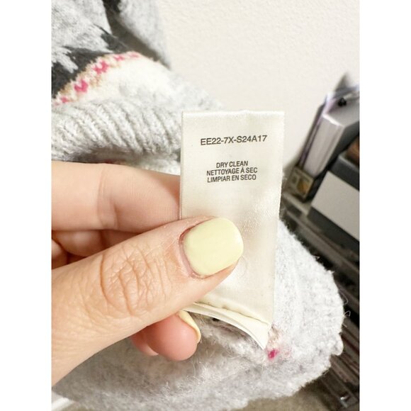 Sundry Fair Isle Raglan Wool Blend Sweater Oversized Crew Neck Gray Size 2 - Picture 4 of 6